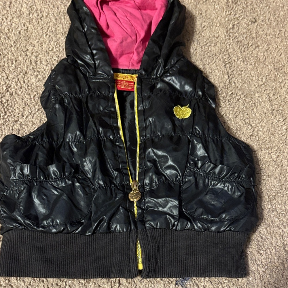 Apple Bottoms Black and Pink Puffer Vest